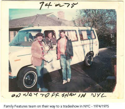 Family Features staff standing in front of an old van in 1974/1975